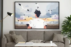 People looking at sky in nature set