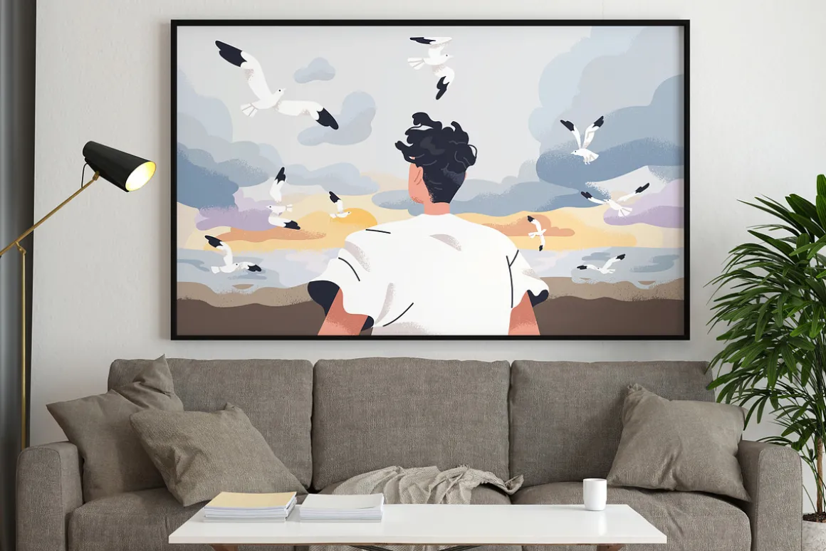 People looking at sky in nature set