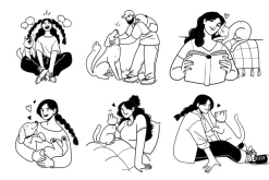 People&pets illustration set