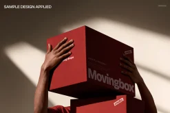 Person Holding Stacked Boxes Mockup