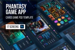 Phantasy Dark Cards Game App UI Kit