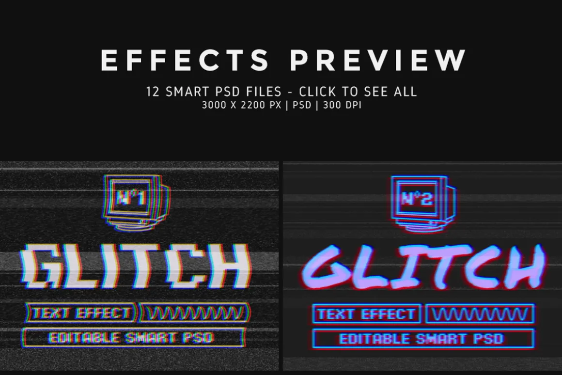 Photoshop Glitch text effects Vol.2