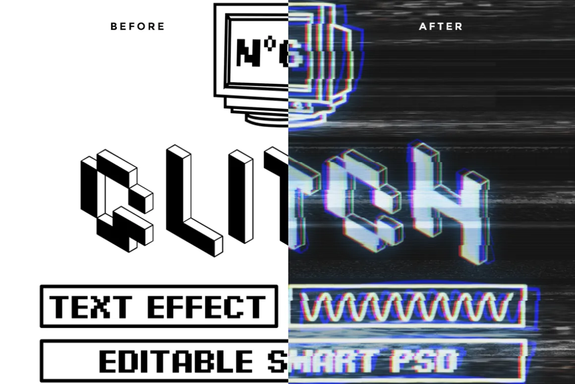Photoshop Glitch text effects Vol.2