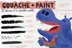 Photoshop Gouache and Paint Brushes