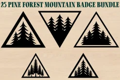 25 Pine Forest Mountain Badge Bundle