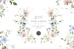 Pink and blue floral clipart