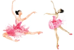 Pink ballet.watercolor