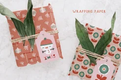 Pink Christmas pattern collection