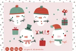 Pink Christmas pattern collection