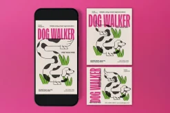 Pink Green Dog Walker Flyer Set