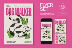 Pink Green Dog Walker Flyer Set