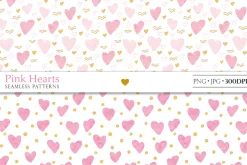 Pink hearts seamless patterns