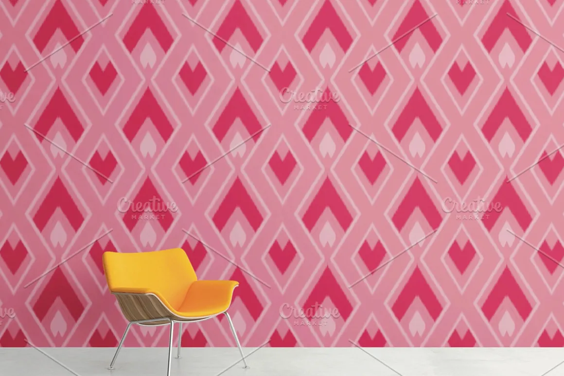 Pink Ikat Geometric Seamless Pattern