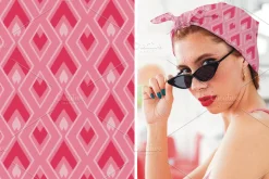 Pink Ikat Geometric Seamless Pattern