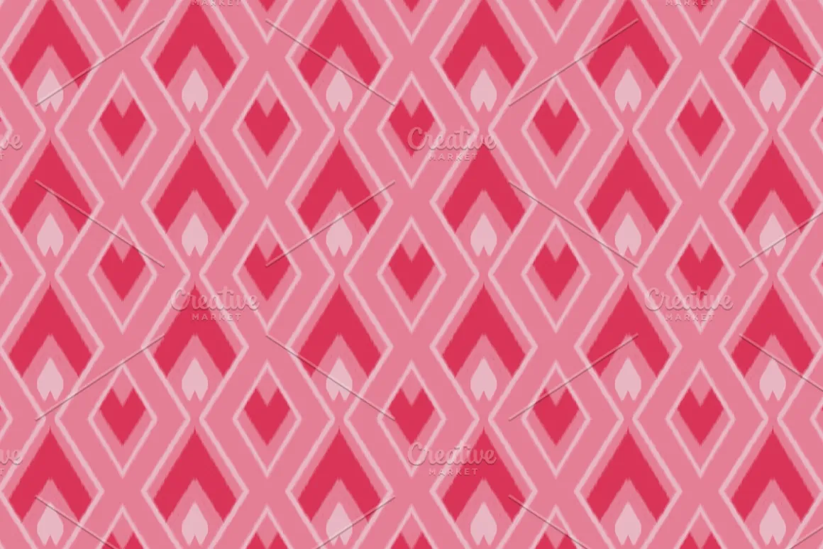 Pink Ikat Geometric Seamless Pattern