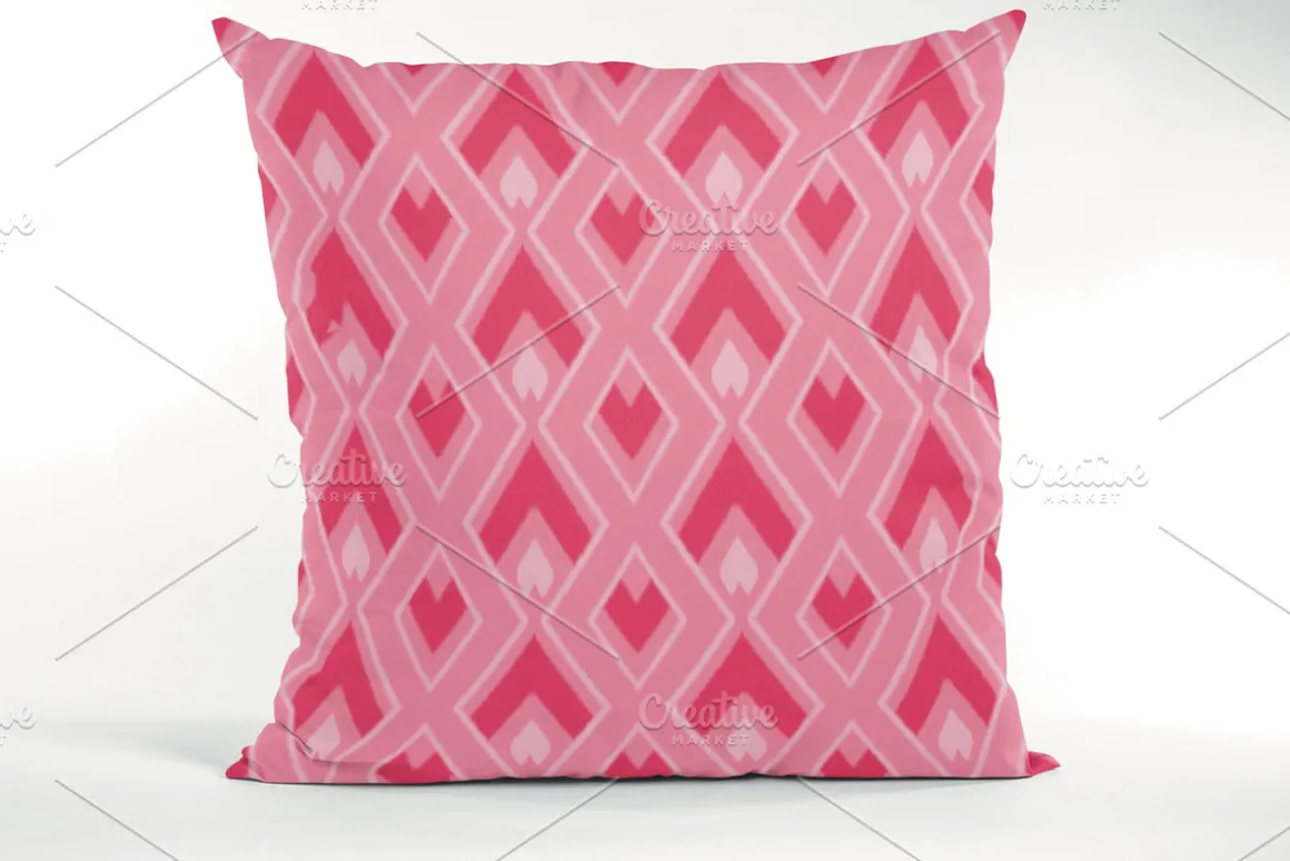 Pink Ikat Geometric Seamless Pattern