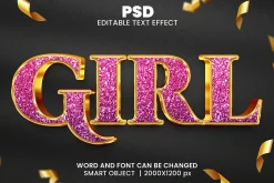 Pink Luxury Glitter 3d Text Effect