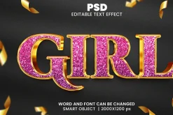 Pink Luxury Glitter 3d Text Effect