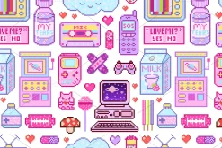 Pixel art 8 bit stickers girls