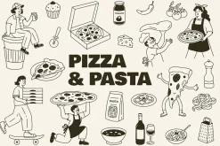 Pizza and Pasta Illustrations