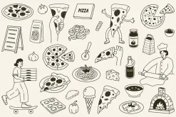 Pizza and Pasta Illustrations
