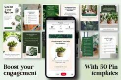 Plant Pinterest Pins Canva Templates