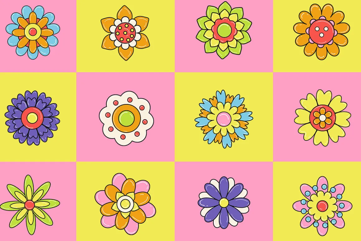 Playful Floral Element Set