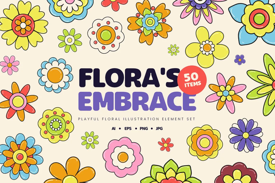 Playful Floral Element Set