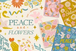Positive quotes & floral clipart set