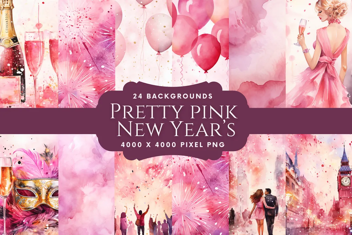 Pretty Pink New Year's Backgrounds