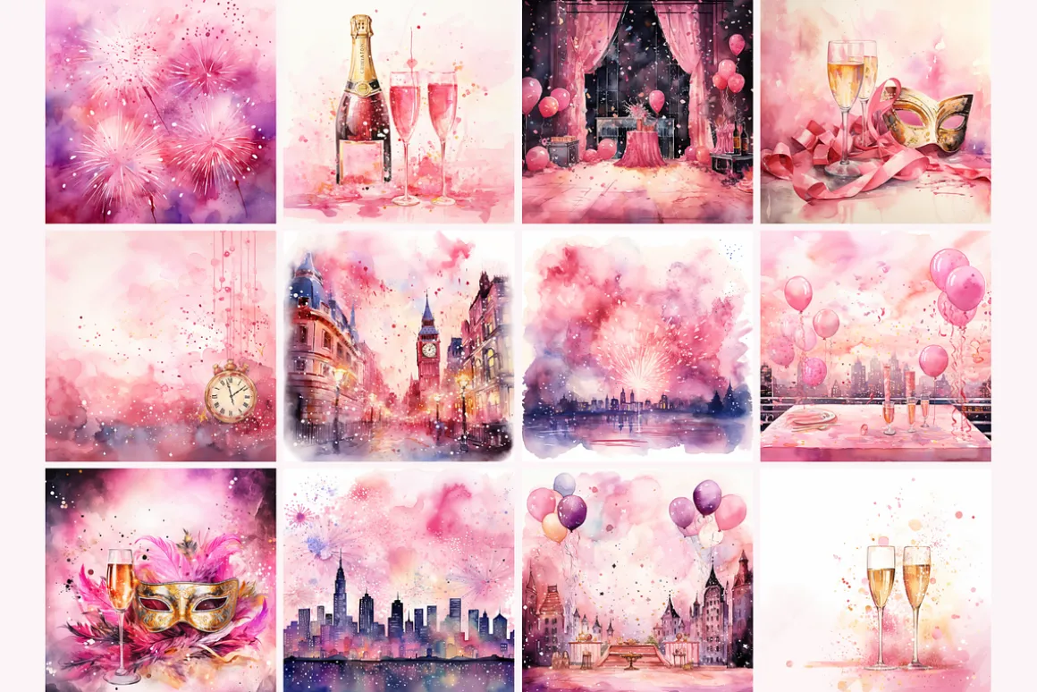 Pretty Pink New Year's Backgrounds