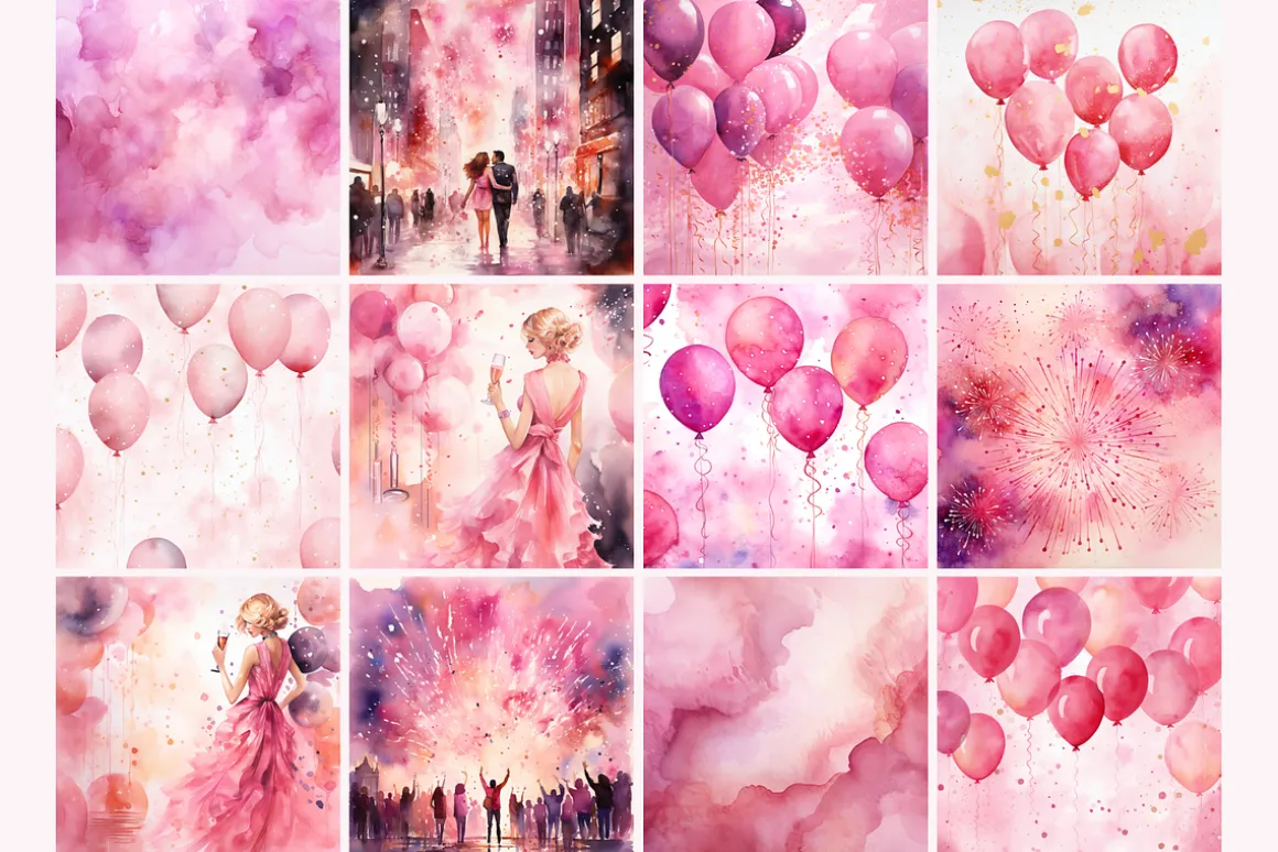 Pretty Pink New Year's Backgrounds