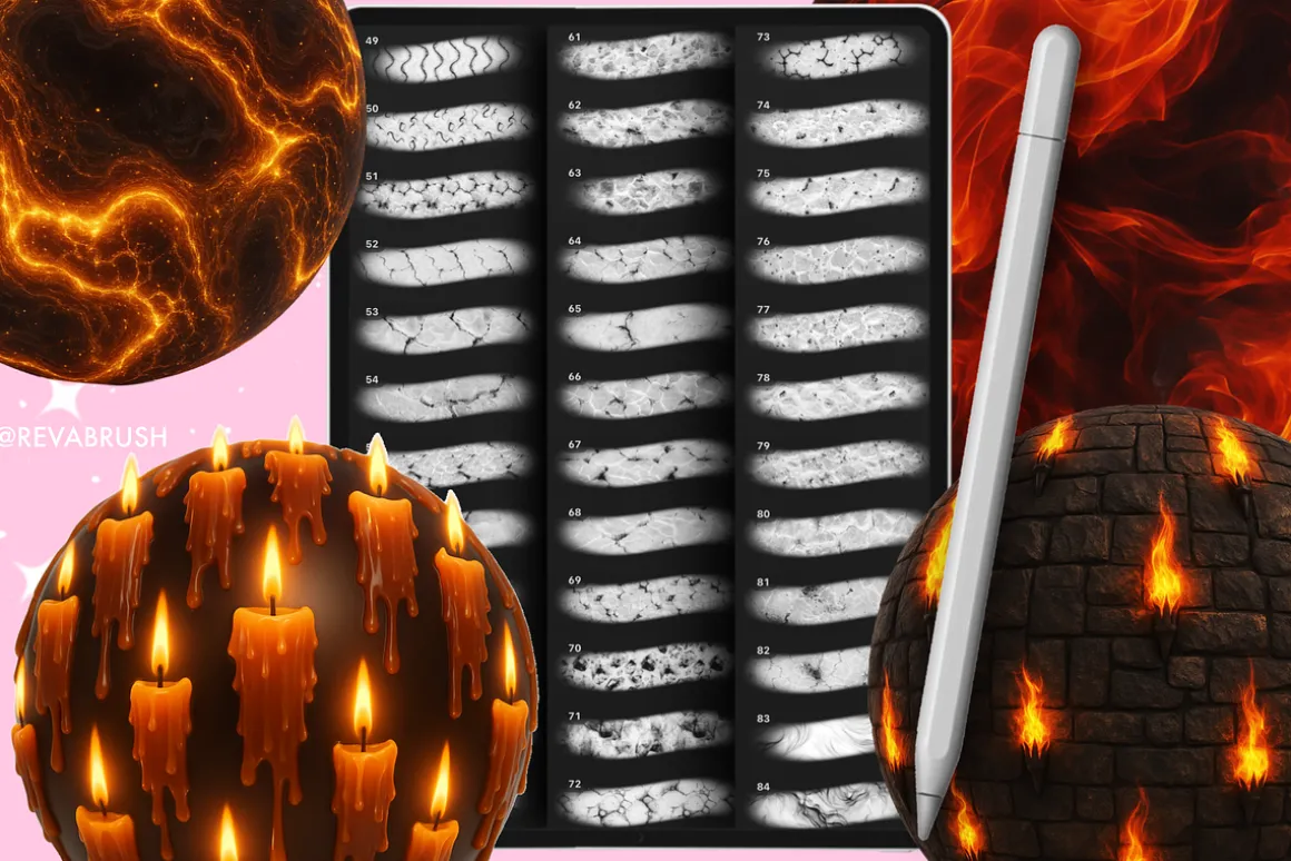 Procreate Volcano Fire texture brush