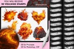 Procreate Volcano Fire texture brush