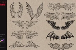 Procreate Wings Tattoo Stamp Brushes