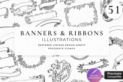 Procreate Banners and Ribbons