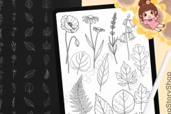 300 Procreate Botanical Stamp Brush