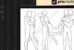 150 Procreate couple pose stamps