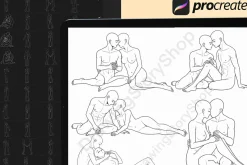 150 Procreate couple pose stamps