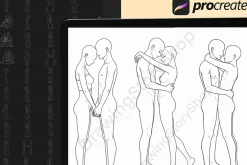 150 Procreate couple pose stamps