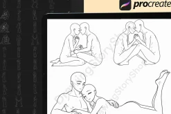 150 Procreate couple pose stamps