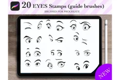 Procreate Eyes Stamp Brushes. Manga