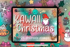 24 Procreate kawaii Christmas stamps