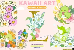 Procreate Kawaii Flowers Bundle