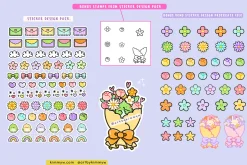 Procreate Kawaii Flowers Bundle
