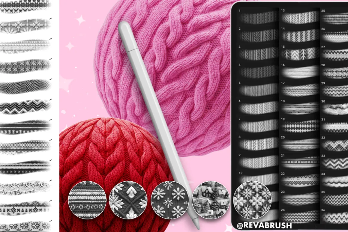 200 Procreate Knit Texture Brushes