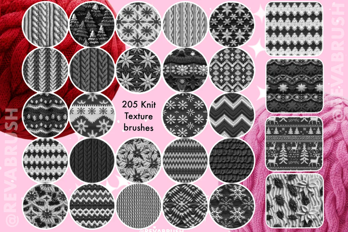 200 Procreate Knit Texture Brushes