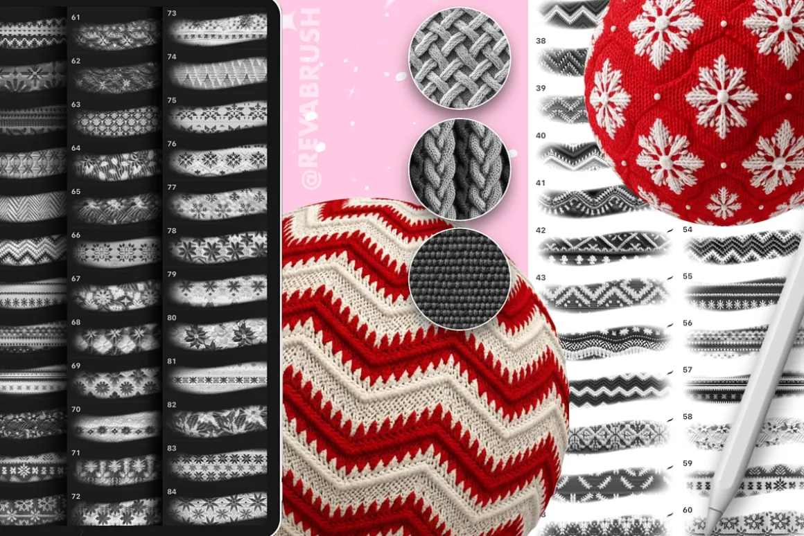 200 Procreate Knit Texture Brushes