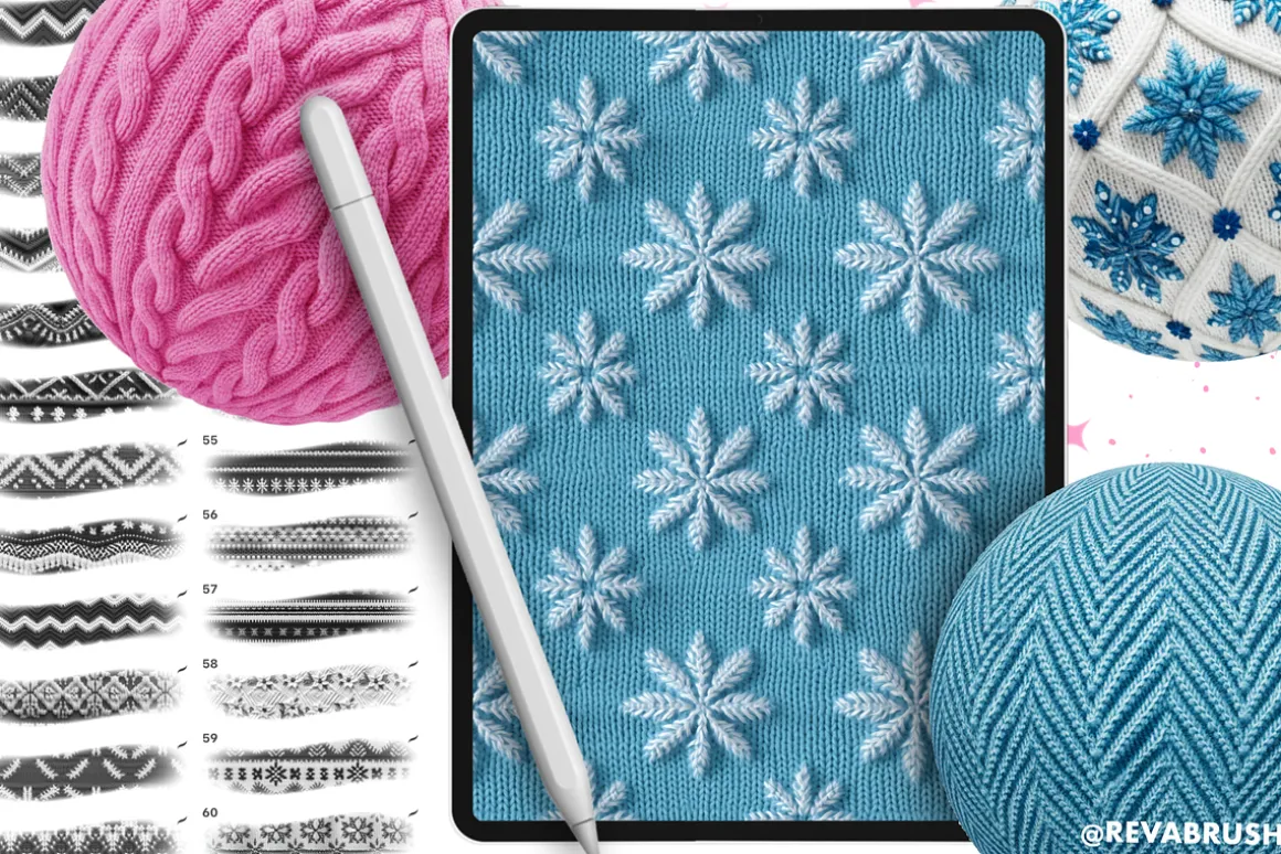 200 Procreate Knit Texture Brushes