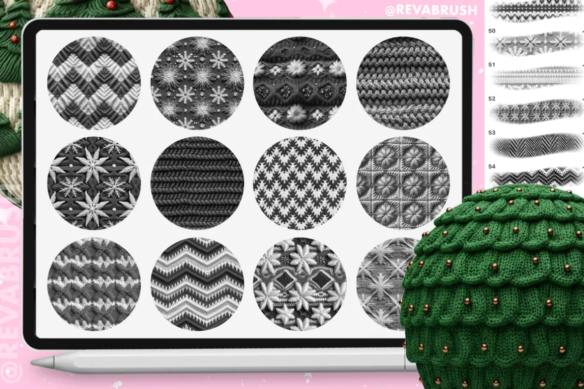 200 Procreate Knit Texture Brushes